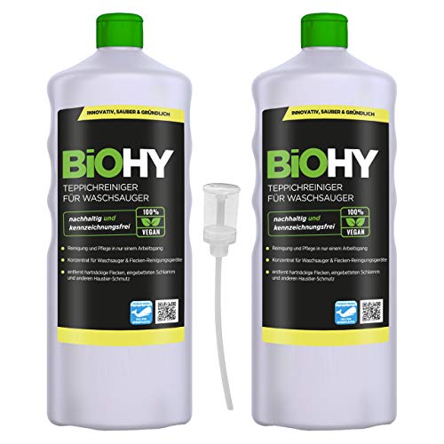 Teppichreiniger für Waschsauger (2x1l Flasche) + Dosierer | geeignet für alle Waschsauger | entfernt Flecken und Schmutz mühelos | Reinigung und