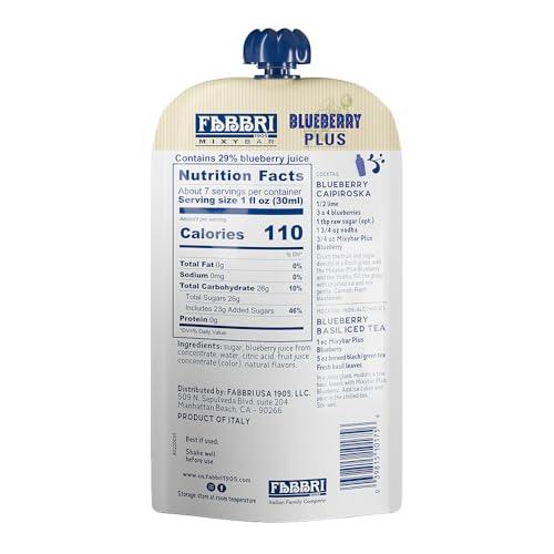 Image of Fabbri Premium Italian Fruit Syrup, Blueberry, 6.76 fl oz (200ml) | Natural Ingredients, Non-GMO, Gluten Free, Ideal for Cocktails, Mocktails, Smoothies & Sodas, Made in Italy