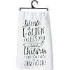 Primitives by Kathy LOL Cotton Dish Towel Silence is Golden Small