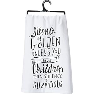 Primitives by Kathy LOL Cotton Dish Towel, Silence is Golden Small Primitives by Kathy LOL Cotton Dish Towel Silence is Golden Small