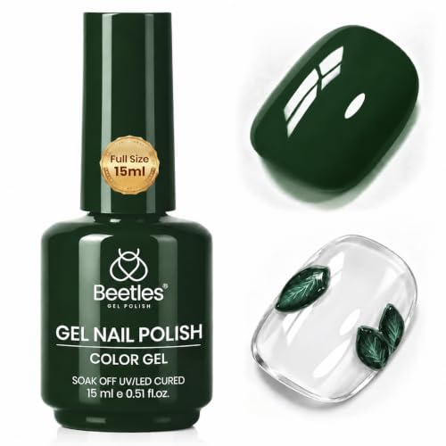 Image of Beetles Green Gel Nail Polish, 15ml Deep Forest Green Color Gel