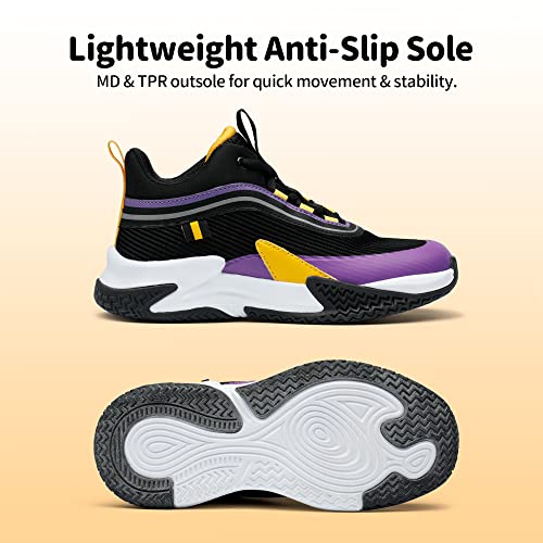 Dream Pairs Unisex-Child Basketball Shoes Sports Shoes Kids Fashion Sneakers, Black/Purple - 5 Big Kid (Sdbs226K) #TOP4