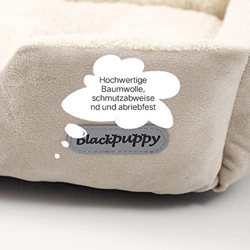 Nyescasa Hundebett Katzenbett Hundecouch Hundematte Hundekörbchen Katzenschlafplatz Hundesofa Katzensofa Kissen Plüsch Waschbar rutschfest für Große Katzen Hunde Runde Beige L(58 * 50 * 15)