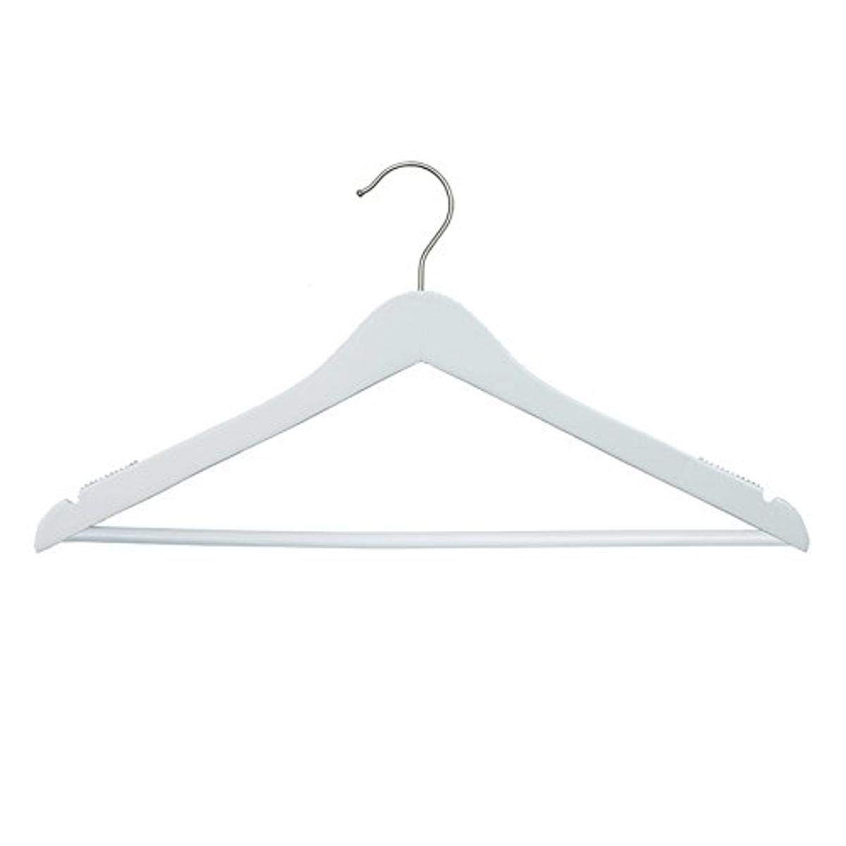 NAHANCO 20117WBHU Wooden Suit Hangers - Line - 17" Low Gloss White - Home Use (Pack of 25)