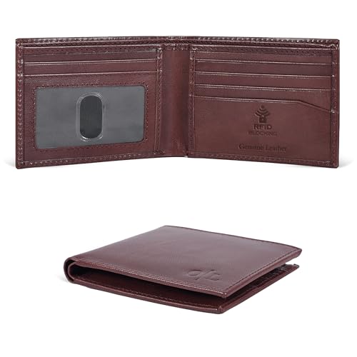 Image of Oak Leathers Slim Leather Wallet for Men - RFID Wallets Credit Card Holder Ultra Thin Gift for Mens, Front Pocket Minimalist Design