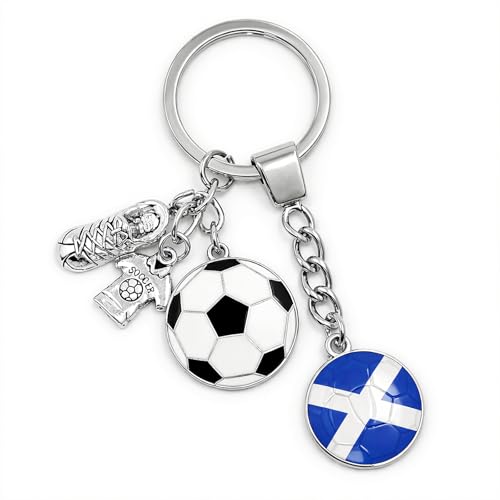 Image of World Cup Scotland Football Keychain 2026 Football Keyring for Backpack Keyrings for Men Charm Hanging Bag Scottish Flag Key Chain Small Pendant Gifts for Men Women Scotland Fans favors 9cm Long