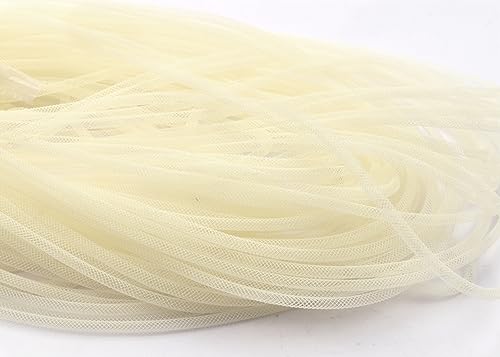 YYCRAF 50 Yards Solid Mesh Tube Deco Flex for Wreaths Cyberlox CRIN Crafts 4mm (Ivory)