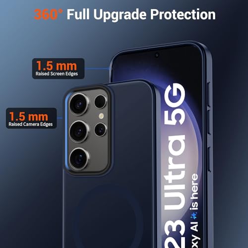 Image of SIZUKA Samsung S23 Ultra Magsafe Hard Back Case | Matte Design & 360 Protection | Military-Grade Samsung S23 Ultra Cover | Strong Magnet Back - Blue