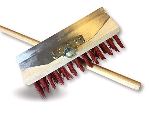 Balai de cantonnier avec racloir métallique | Longueur 32 cm | Piste Extérieur | Garnissage PVC Rouge | Semelle Bois | Douille métal boulonnée Ø 28 mm |...