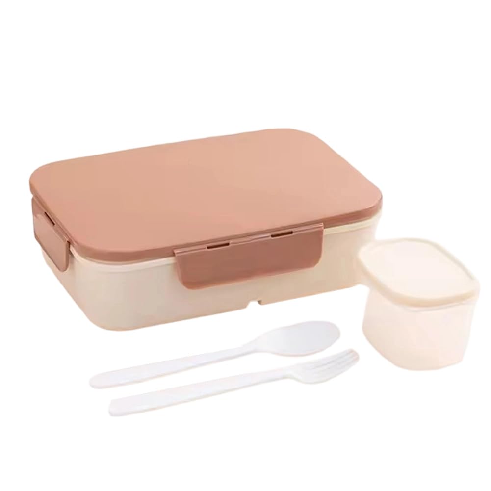 Vjsujehgy 1pc 1200ml Flip-Top Lunch Box for Outdoor Use Leakproof& Waterproof Design Portable for College Brown B