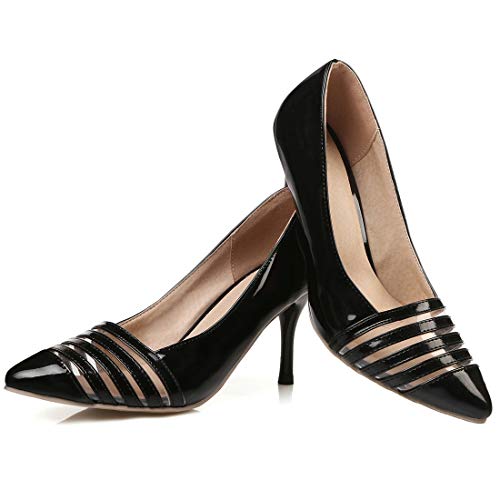 MAVMAX Women's Pointy Toe Stiletto High Heel Transparent Cutout Pumps2