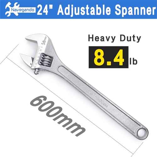 Image of Navegando 24 Inch Large Heavy Duty Adjustable Wrench, 2.36 Inch Big Jaw Opening, High Titanium Steel Forged Industrial Long Handle Wrench for Automotive, Construction, Farm Repair