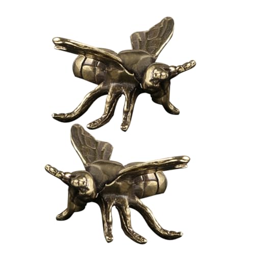 Ornement de bureau en laiton abeille rétro statue de maison réaliste x2
