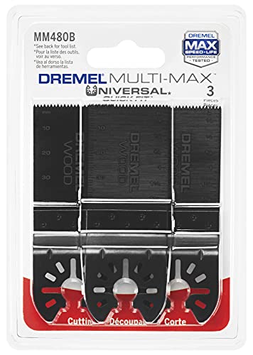 Dremel Mm480B 3-Pack Wood & Drywall Oscillating Tool Blades, High Carbon Steel Flush Cut Saw Blades, Universal Quick- Fit Interface Fits Bosch, Makita, Milwaukee, And Rockwell #TOP1
