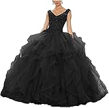 QXMYOO Black Quinceanera Dresses Ball Gown Poofy Dresses for Girls Size 14-16