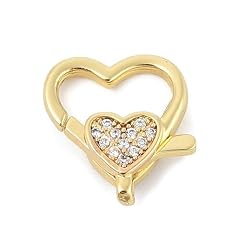 Cubic Zirconia Heart Lobster Clasps_5 Pcs