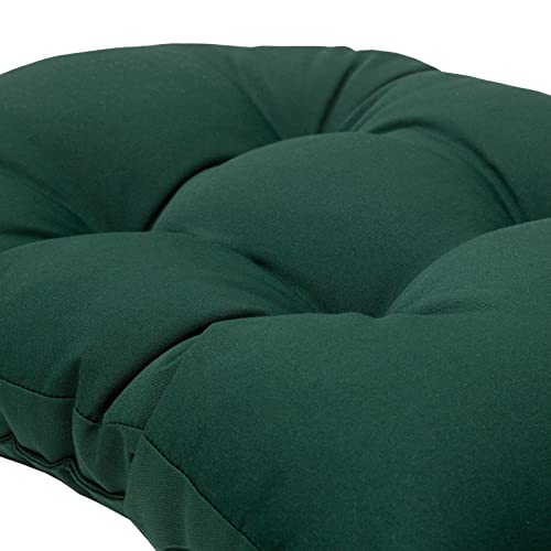 Qilloway Indoor Outdoor Seat Back Chair Pads Tufted Cushion, Spring/Summer Seasonal Replacement Cushions. (Mallard/Forest Green) #TOP2
