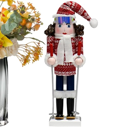 Figurine casse-noisette en bois de 38 cm avec chapeau de Père Noël pour table
