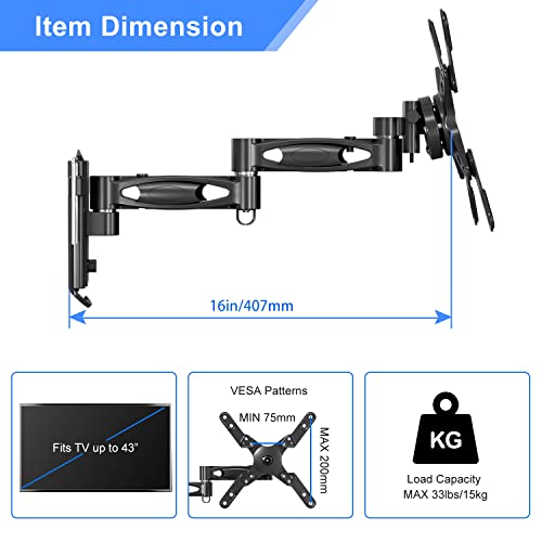 Suptek Aluminium Alloy Lockable Rv Tv Wall Mount For Most 13-43 Inch Led Lcd Oled And Flat Screen Tvs On Motor Home Camper Truck Trailer, 16 Inch From The Wall Swivel/Tilt/Extension Arm (Ma2790-2M200) #TOP5