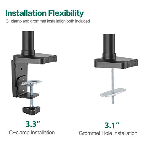 WALI GSDM003 Premium Triple LCD Monitor Desk Mount Fully Adjustable Gas Spring Stand for Display up to 27 inch, 15.4lbs Weight Capacity, Triple Arm, Black