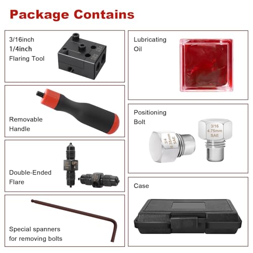 RUIZHI Bremsleitung Bördelgerät für SAE Bördelungen, Doppelkopf-Bördelgerät Bremsleitung Kfz Set für 4,75 mm und 6,35 mm Kfz-Bremsleitungen, Ideal Für Hydraulische Kfz-Bremssysteme