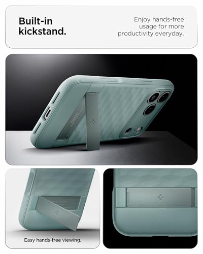 Image of Spigen Parallax S MagFit Back Cover Case for iPhone 17 Pro, MagSafe Compatible, 3D Hexa Cube Design - TPU | Sage Green