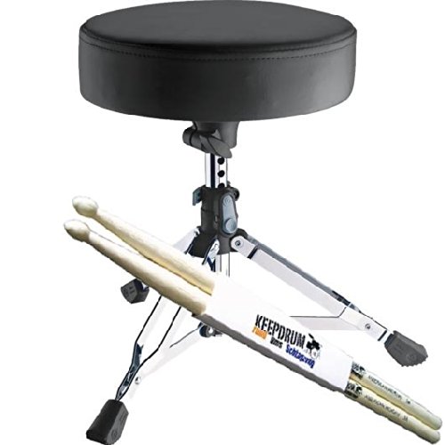 K&M 14010 Drummersitz Drumhocker Piccolino, extraTief + Keepdrum 1 Paar Drumsticks !!
