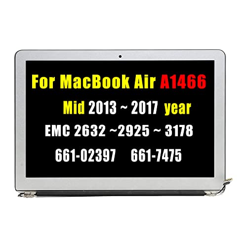 Image of A1466 Screen Replacement Full LCD Display Screen Assembly for MacBook Air A1466 Mid2013 2014 2015 2016 2017 EMC 2632 EMC 2925 EMC 3178 661-02397 661-7475