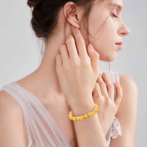 Plated Gold Beaded Bracelets,Feng Shui Bracelets for Women/Men Bead Dragon Lucky Charm Bracelet Pixiu Pi Yao Attract Wealth Money Feng Shui Jewelry 24K Gold Plated Bracelet4