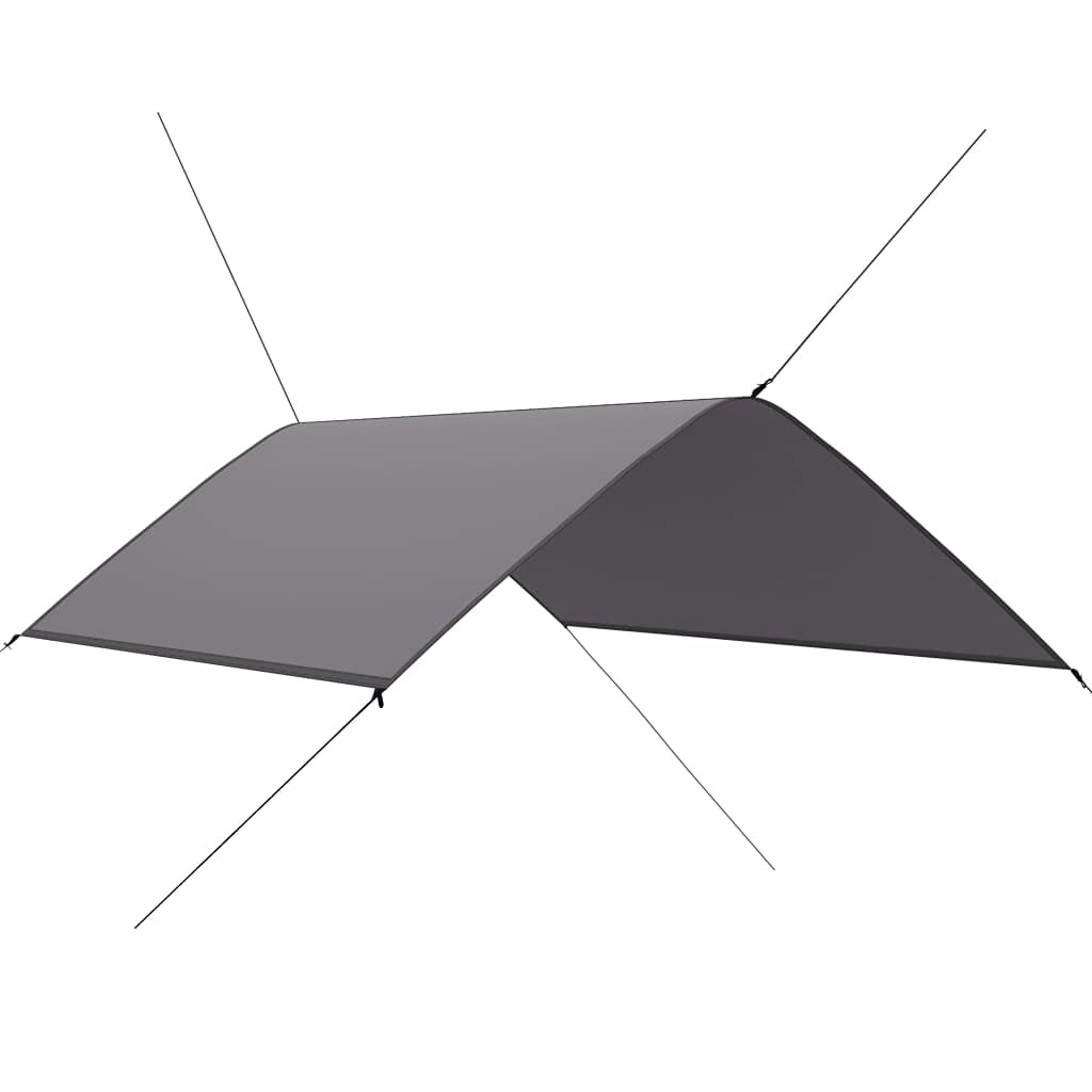 Outdoor-Tarp 3x2 m Grau -Vielseitige Campingplane aus 180T Polyester - Leichtes Sonnensegel für Rucksackreisen, Zelten und Hängematten - Inklusive Heringe und Seile