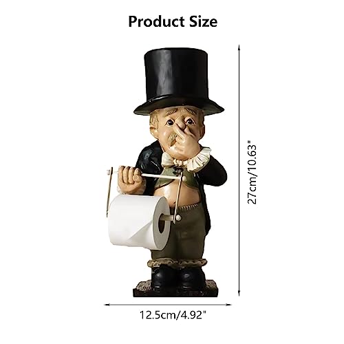 Funny Toilet Paper Holder Stand Toilet Butler With Roll Paper Holder Novelty Resin Butler Holding Paper Roller Stand Sculpture For Home Bathroom Kitchen Wall Mount (Large) #TOP6