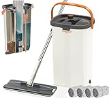 TEAIERXY Flat Mop and Bucket with Wringer Set,Flat Mop and Bucket System for Floor Cleaning,Separate