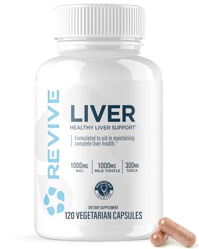 Revive MD Natural Liver Cleanse Detox & Repair Supplement Milk Thistle Liver Support Formula Promotes Healthy Liver Function & Helps Reduce Inflammation 120 Capsules (30 Servings)