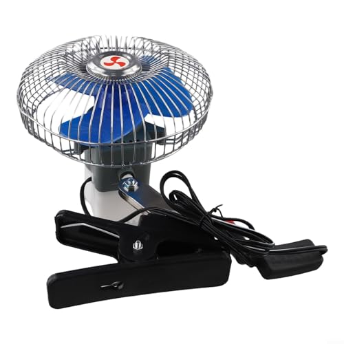 Ventilateur oscillant en métal pour camion 12 V 24 V avec clip solide, circulateur de refroidissement silencieux et long câble d'alimentation noir (15,2 cm 24 V)