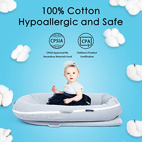 Corduroy Baby Nest Cover for Dockatot Deluxe+ Docks | MEXXI Hypoallergenic Cotton Newbon Lounger Cover (Cover Only) (Alice Blue) - Thumbnail 3