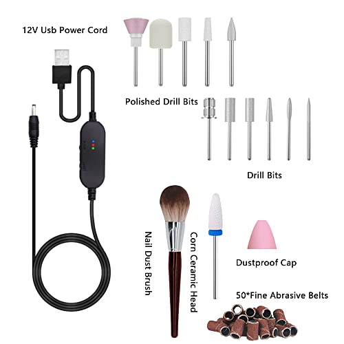 Kit Eléctrico de Limas para Uñas 16 en 1 USB Rosa miniatura 2