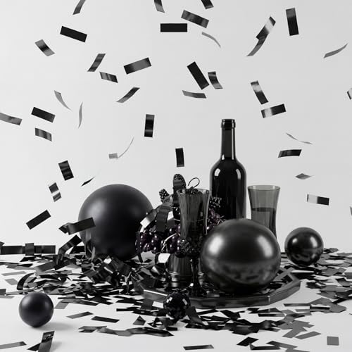 Image of Sumind 1000 Grams Black Large Metallic Confetti Glitter Throwable Table Scatter Foil Confetti for Halloween Wedding Birthday Party Baby Shower Graduation Christmas Celebrations
