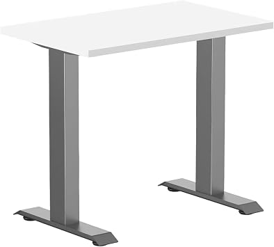 Desky Zero Mini Office Desk, 32 x 20 in Fixed Height Desk with Laminate Top and Space Gray Steel Frame, Compact Modern Workstation for Home Office or Study White Finish