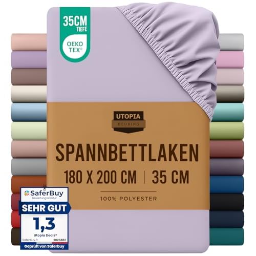 Utopia Bedding - Spannbettlaken 180x200cm - Lavendel - Gebürstete Polyester-Mikrofaser Spannbetttuch - 35 cm Tiefe Tasche 3 Utopia Bedding - Spannbettlaken 180x200cm - Lavendel - Gebürstete Polyester-Mikrofaser Spannbetttuch - 35 cm Tiefe Tasche