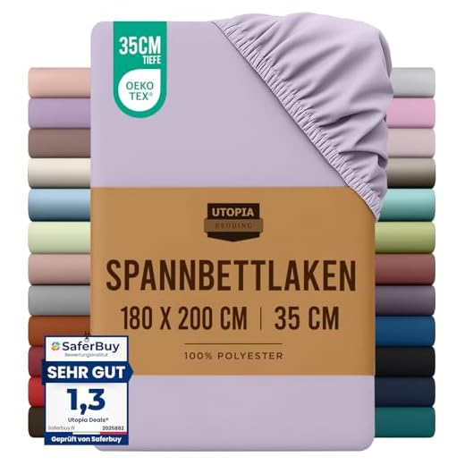 Utopia Bedding - Spannbettlaken 180x200cm - Lavendel - Gebürstete Polyester-Mikrofaser Spannbetttuch - 35 cm Tiefe Tasche