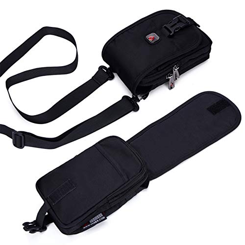 Viiger Nylon Cell Phone Holster Dual Zipper Pocket Belt Pouch Holder Case For Iphone 14 Pro Max 13 Pro Max, Multifunctional Travel Cross Body Purse Bag For Women, With Clip And Belt Loop, Black #TOP6