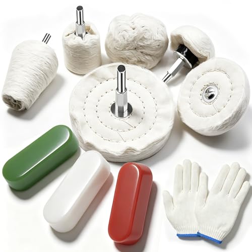 Tnisesm 10Pcs Buffing Wheel Kits Polishing Wheels Buffing Pads for Drill for Metal Aluminum Stainless Steel Chrome Jewelry Wood Plastic Ceramic Glass etc