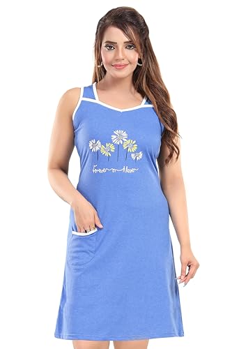 Image of ATTEMPT Women's Cotton Printed Knee Length Night Dress