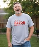 Body by Bacon T-Shirt Funny Food Lover Graphic Tee Novelty Humor for Big Guy Men Women Ash