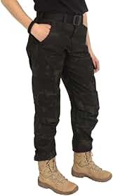 Calça Feminina Tática Woodland Black Estonado