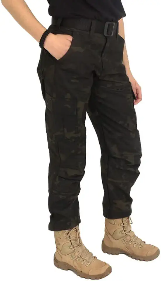 Calça Feminina Tática Woodland Black Estonado