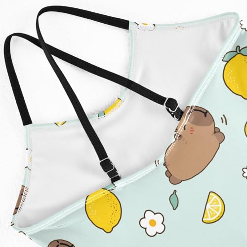 Image of Girls One Piece Swimsuits Capybara with Cute Strawberry Cute Swimwear Bathing Suits 3-10T