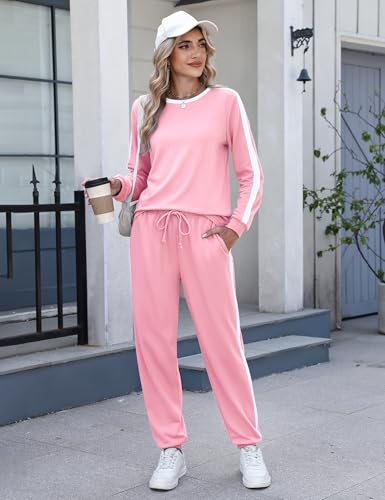 Image of Marvmys Women Long Sleeve Tracksuits Fashion 2 Piece Lounge Set Travel Outfits Jogger Set