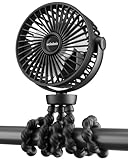 Portable Pram Fan, 5200 mAh Rechargeable Personal Fan, with 360° Rotate Flexible Tripod and TYPE-C Port 3 Speed Small Mini USB Clip-on Fans Can Handheld and Desk for Stroller Car Seat Crib Outdoor