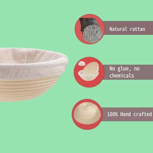 12 PCS Artisan Bread Making Tools: 9-Inch Round & 10-Inch Oval Proofing Baskets, Sourdough Kit with Dough Whisk & Scraper - Image 3
